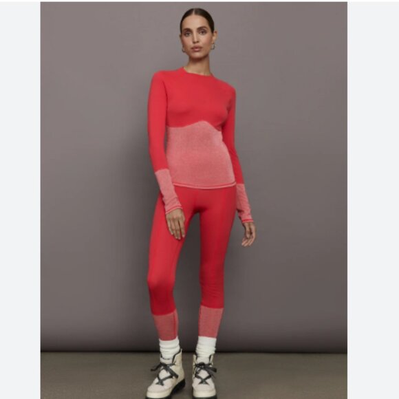 NEW Free People Moonlight Base Layer Leggings Merino Wool in red 1125 2s1 - Picture 2 of 12